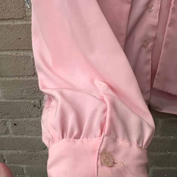 1980s M Baby Pink Bow Blouse Made in USA Light - Picture 4 of 7